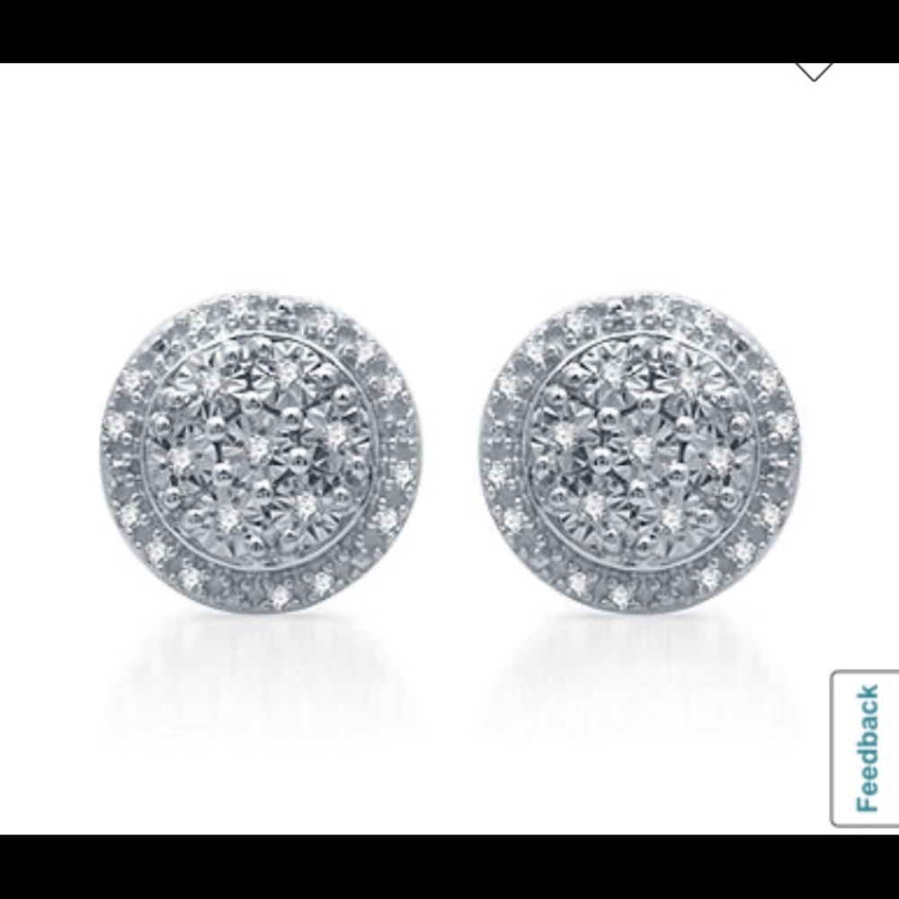Sterling sliver setting real diamond earrings
